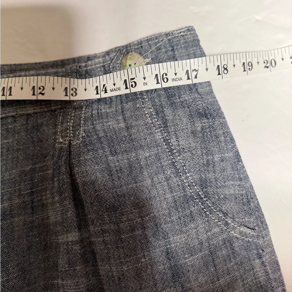 Zara Wide-Leg Linen Blend Trousers in Heathered Blue Size Large